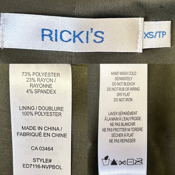 Ricki's Ponte Knit Cropped Blazer Olive Green Size XS - Picture 7 of 13